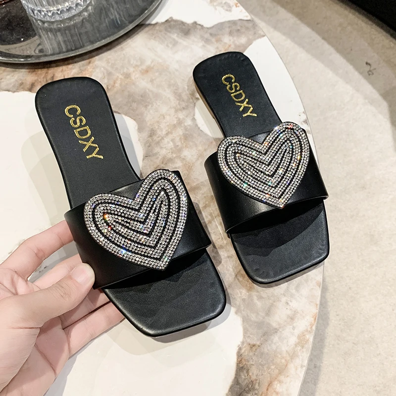 

Flat Sandals Wear Fashionable Slippers with Rhinestones Female Slipper Women Shoes Sandalias Mujer Verano