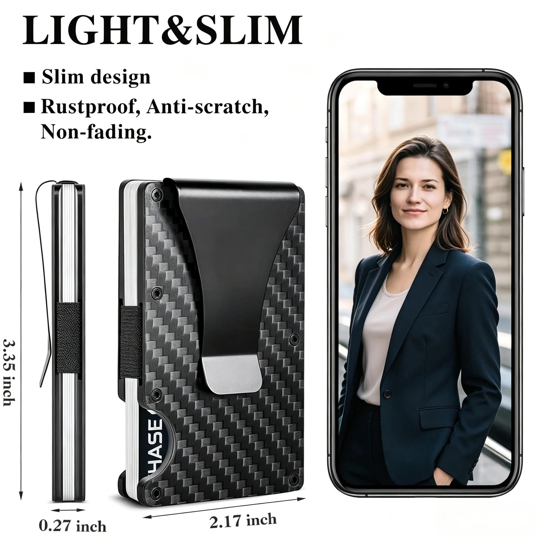 Travel Wallet Slim - 남성용 빈티지 카본 파이버 RFID 차단