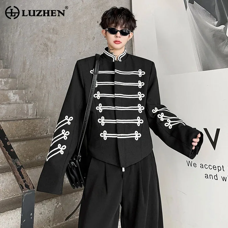 LUZHEN 2026 2026 Autumn Color Contrast Embroidery Pattern Elegant Casual Jacket Men's Fashion Handsome Korean Male Coat JY8702