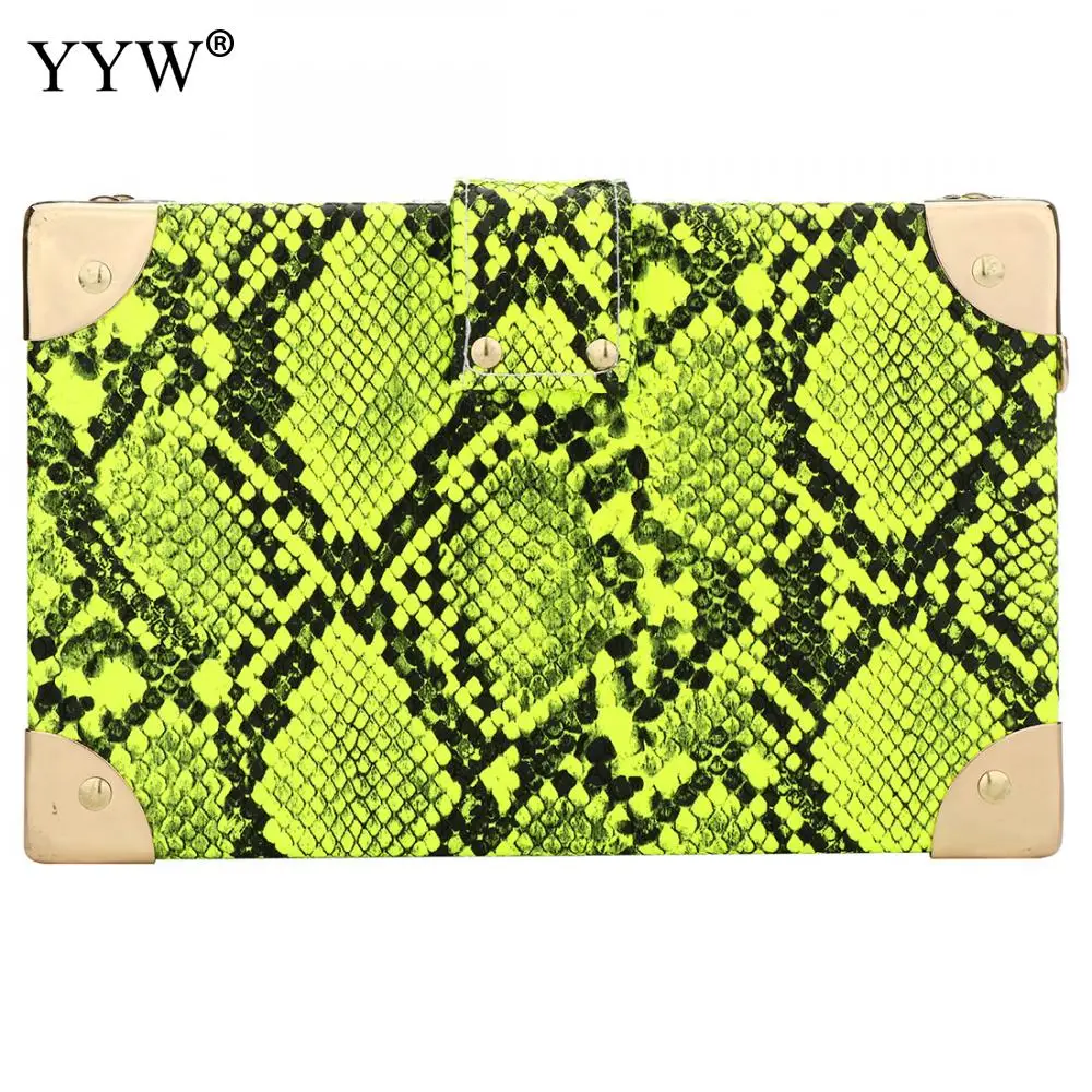 2023 New Vintage Box Shoulder Bags Brand Design Chain Purse Luxury Green Snakeskin Pattern Evening Bag Crossbody Bag Clutchcs
