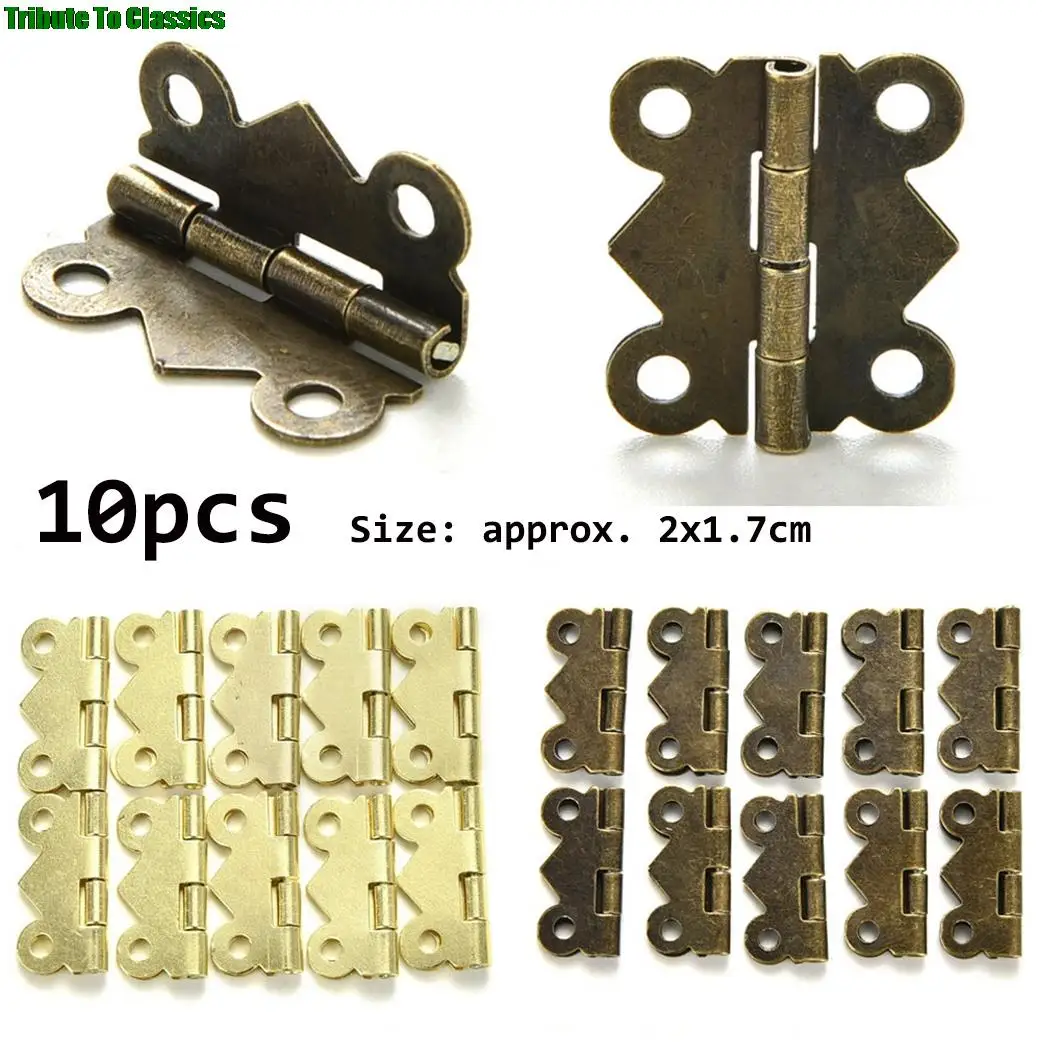 20x17mm 10PCS DIY Vintage Antique Brass Butterfly Hinge For Jewelry Box Repair Model Making Storage Box (without Screw)
