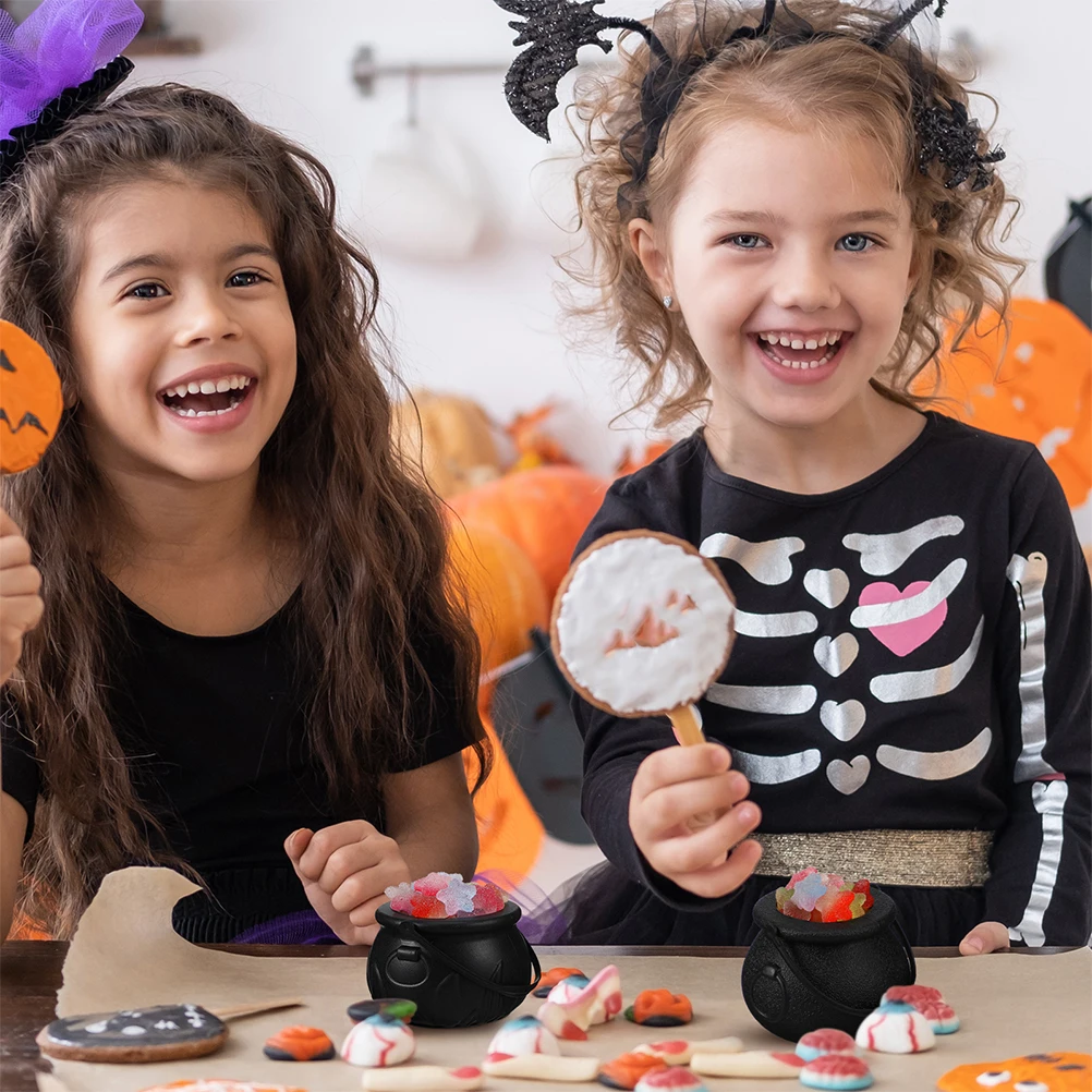 

6pcs Candy Basket Pumpkin Witch Bucket Small Handheld Treats Storage Reusable Plastic Party Favors Bags Halloween