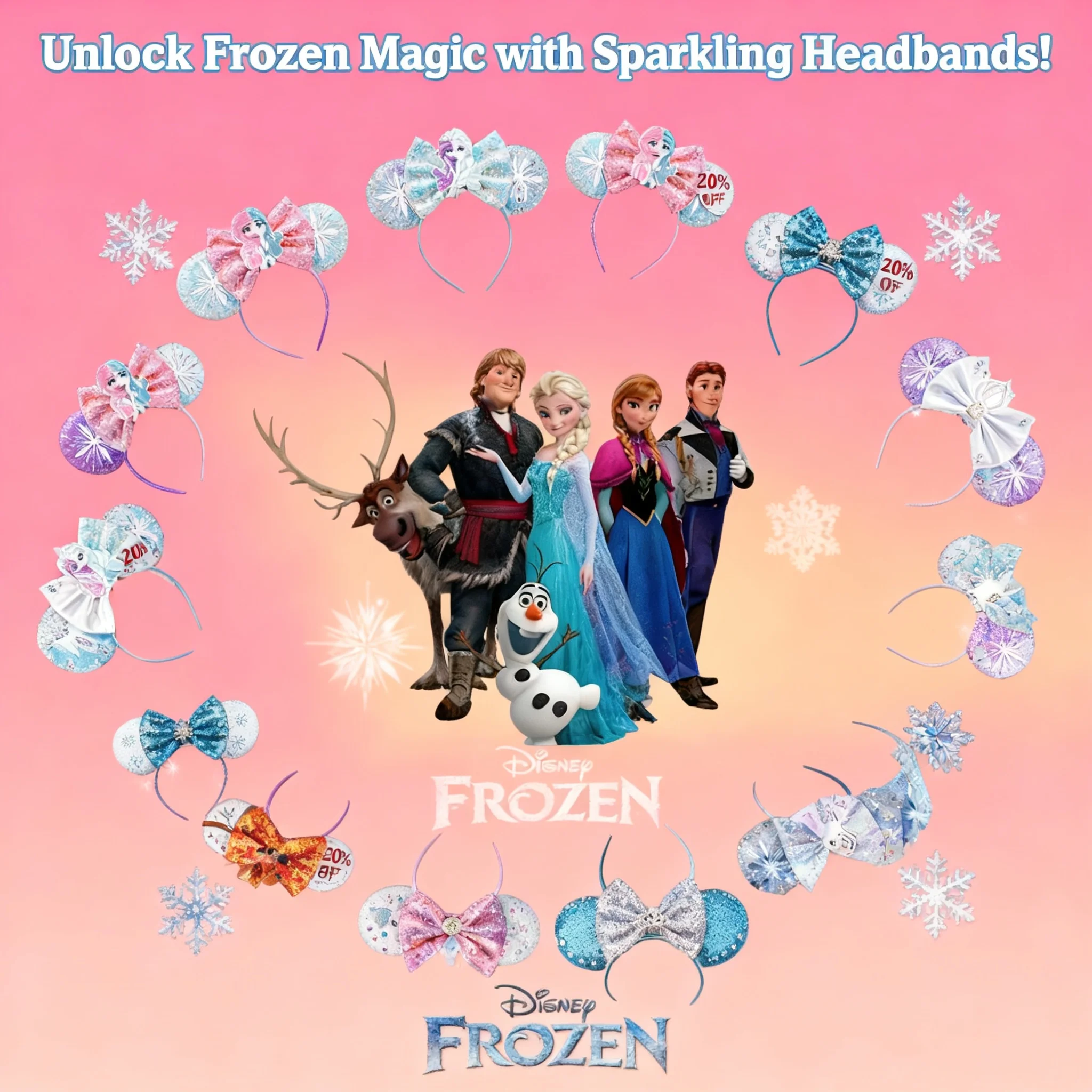 Diadema con Lentejuelas de Copo de Nieve de Frozen, Corona de Princesa Elsa y Anna, Accesorios para el Cabello con Lazo, para Mujeres, Niñas y Niños, Diadema de Olaf, Regalo