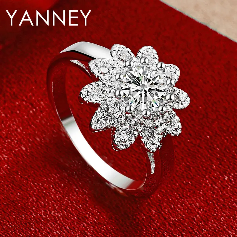 

Fashion 925 Sterling Silver 7-10# Luxury Snowflake Zircon Ring For Women Wedding Charm Girlfriend Temperament Jewelry Accessorie