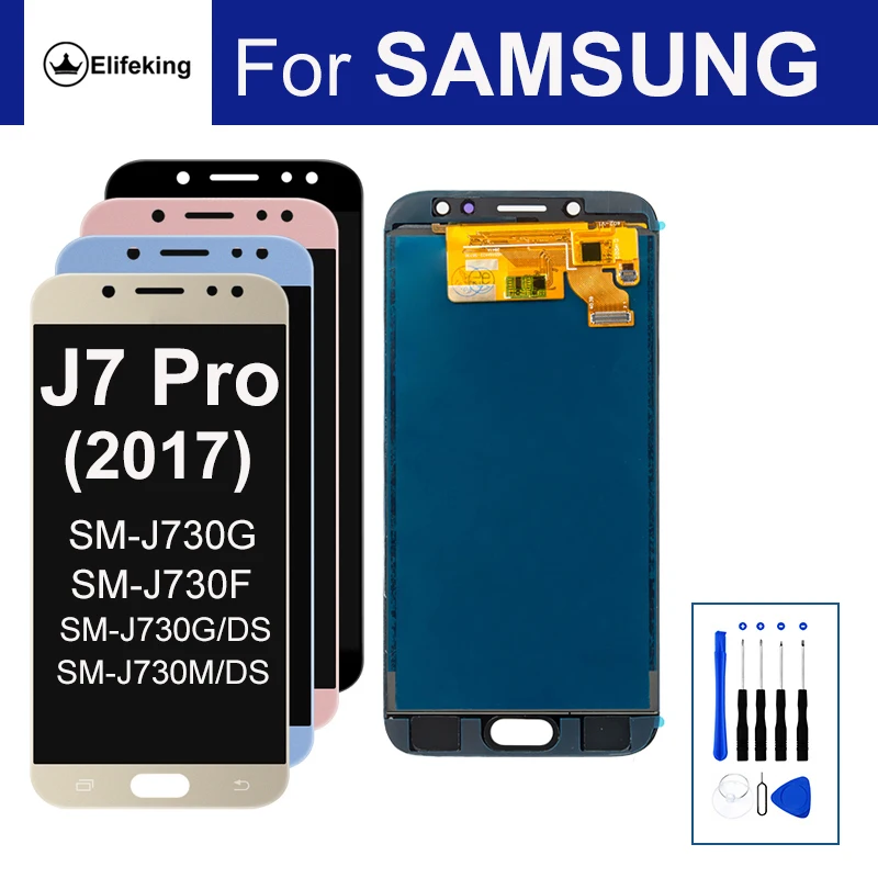 OLED LCD For Samsung Galaxy J7 Pro J730 2017 Display Screen SM-J730F J730FM/DS Touch Digitizer Assembly Replacement With Tools