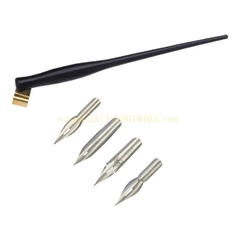 62KA Держатель для ручек с 4 сменными наконечниками для письма, художественного рисования, наклонный держатель для ручек, регулируемый съемный фланец