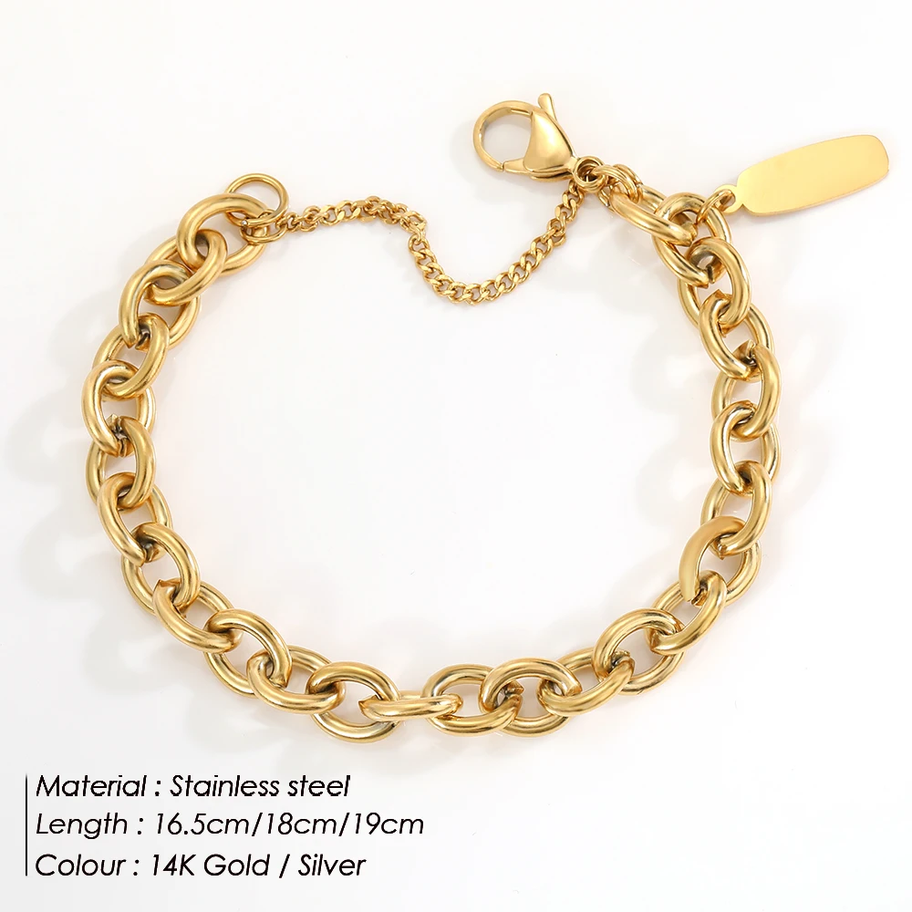 eManco  Handmade Chain Fashion Jewelry  Punk Stainless Steel Chain BraceletWomen Gift Wedding Bracelet Birthday Party Wholesale