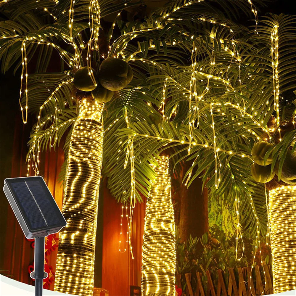 300LED Solar Tube Rope Fairy Lights Waterproof Outdoor Garden Christmas Wedding Garland Decorative String Light Strip