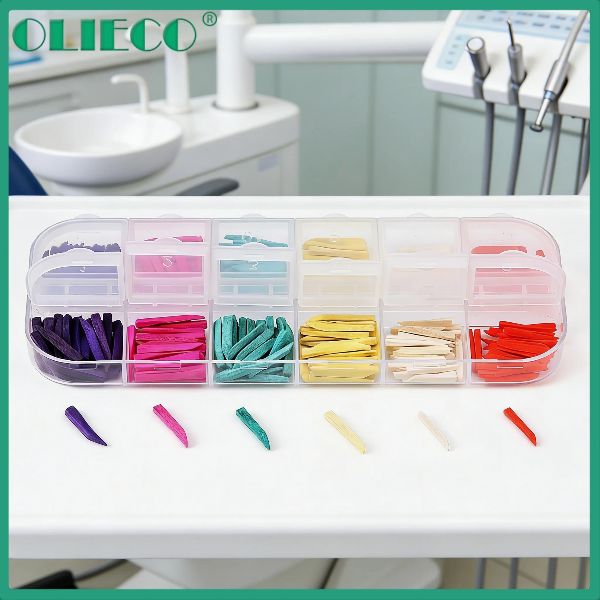 

300 шт./упак. OLIECO Стоматологические матрицы для реставрации композитом, 6 цветов, смешанные, зубные клинья для разделения зубов между рядами