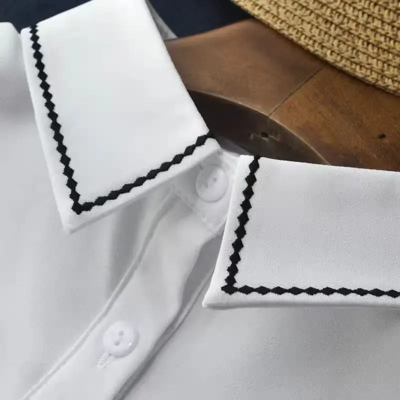 여성용 셔츠 가짜 칼라 클래식 블라우스 탑 셔츠 단색 셔츠 탈부착 가능한 칼라 여성용 탈착식 가짜 칼라