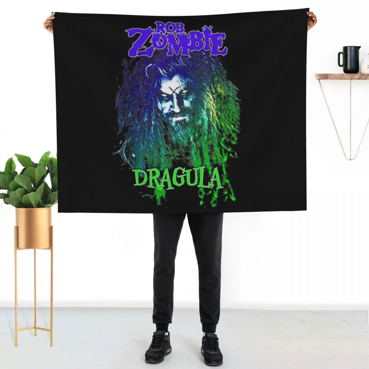 Плед Rob Zombie - Dragula, фланелевый флисовый плед, мягкий и теплый плед
