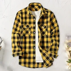 Cotton 3XL Oversized High Quality Luxury Men's Long Sleeve Plaid Oxford Shirt Summer Casual Business Clothing