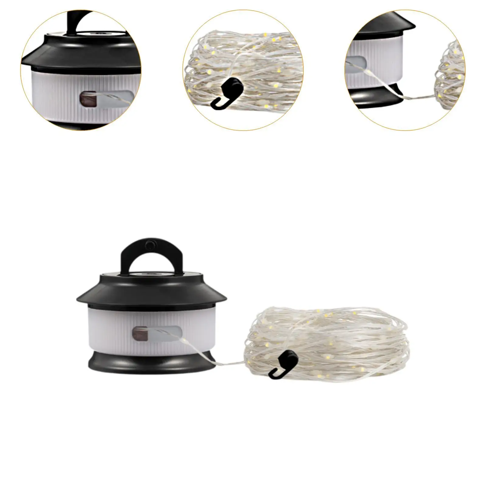 Camping String Lights Quick Storage Long Rechargeable for Balcony Patio Yard