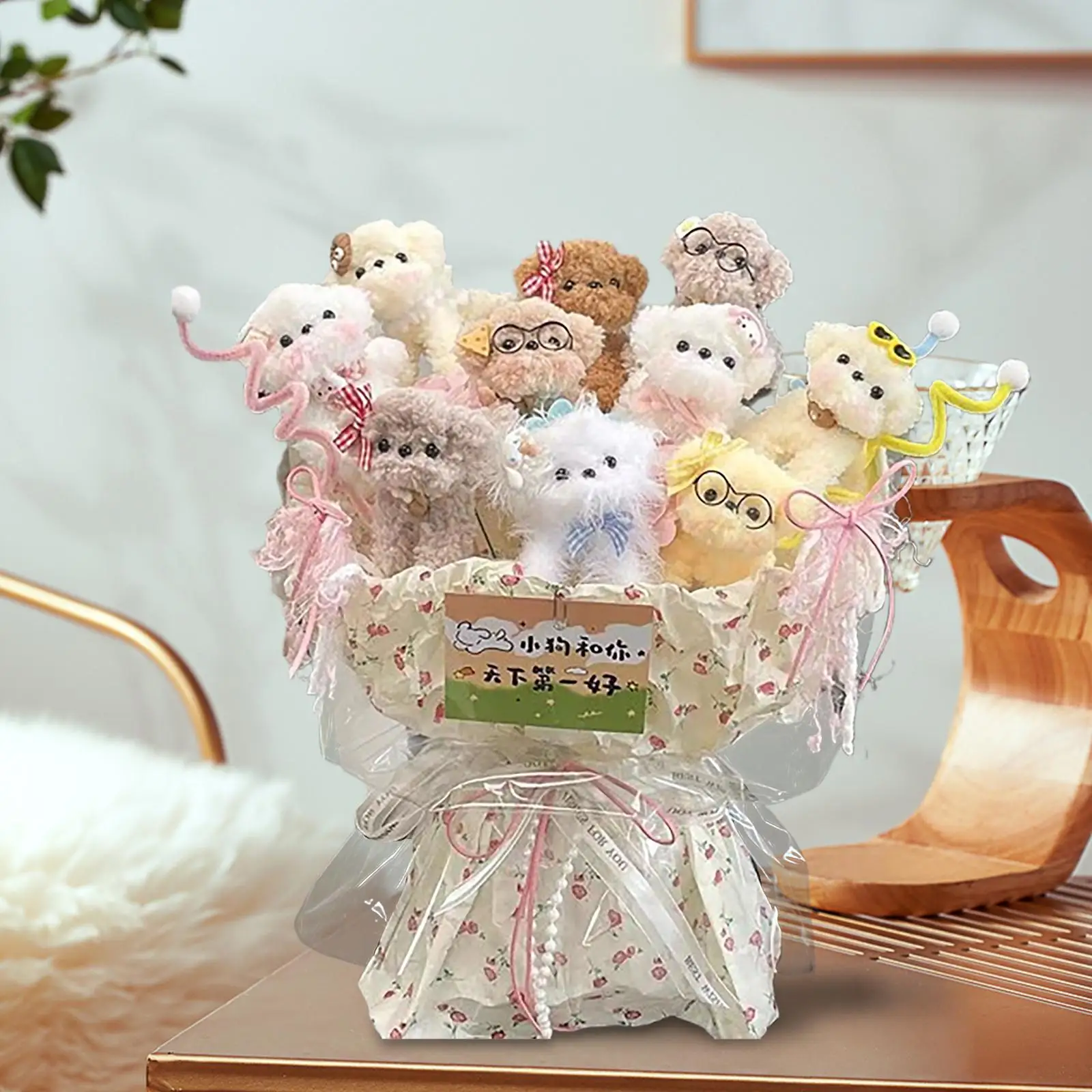 Leuke Hond Boeket DIY Decoratie Kunst Crafting Draagbare Pop Bloemboeket voor Vrouwen Mannen Feestartikelen Moeder Verjaardag Jubileum