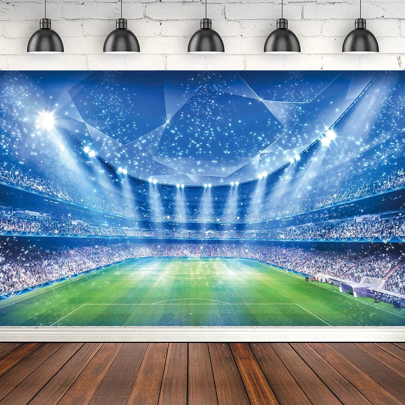 Soccer Field Photography Backdrop Boy Sports Game Sports Field Auditorium Lighting Birthday Games Event Party Background Banner