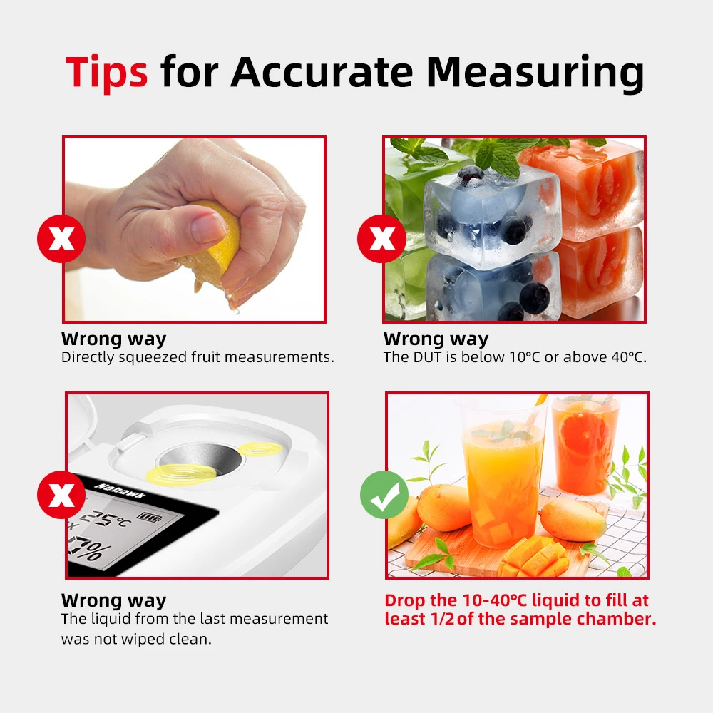 Imagem -06 - Refratômetro Brix Digital Brix Meter com Compensação de Temperatura Frutas Bebidas e Açúcar Content Test 55 Novo