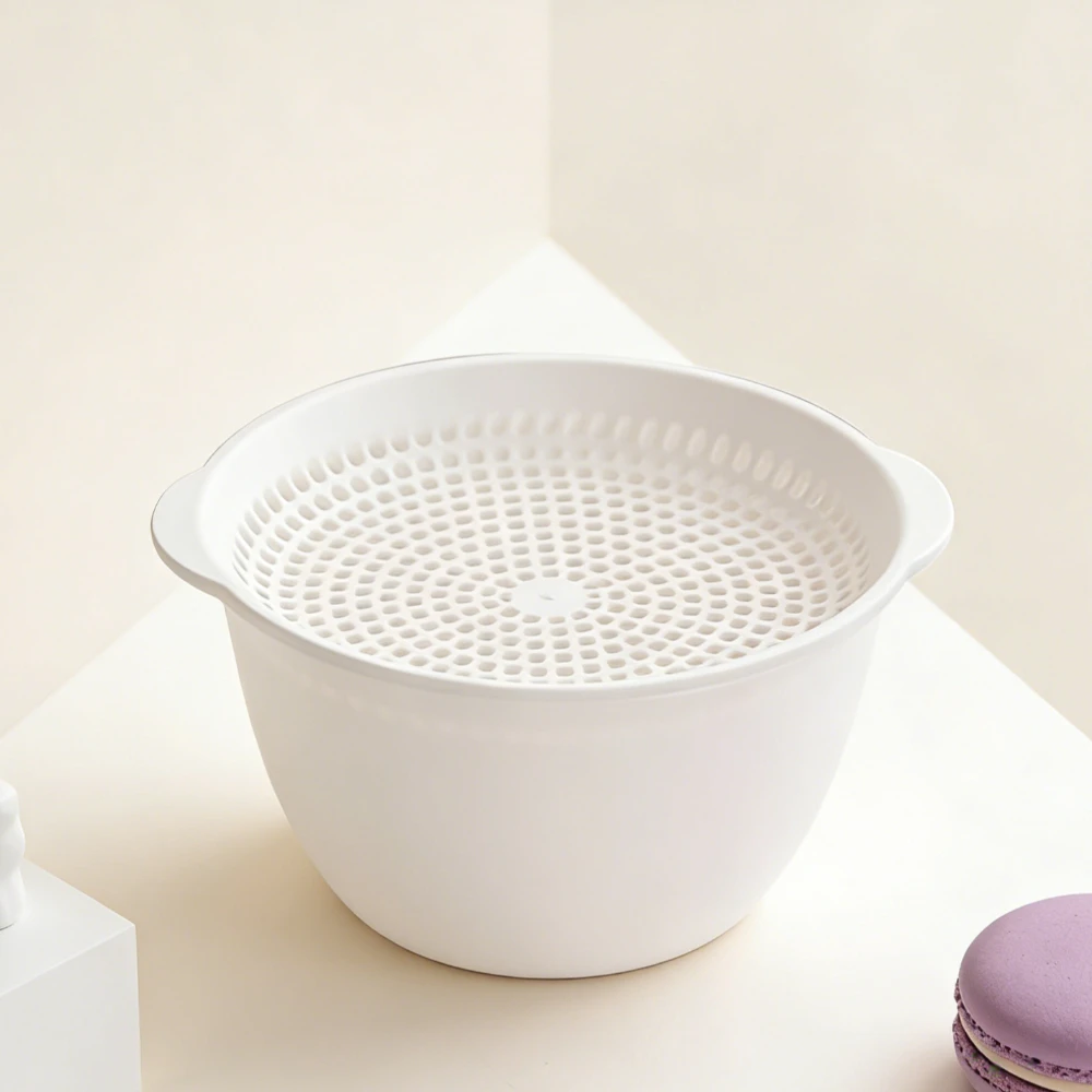 

Drain Basket with Lid Household Kitchen Food Grade Rice Washing Vegetable Washing Fruit Basket Multifunctional Storage Basket