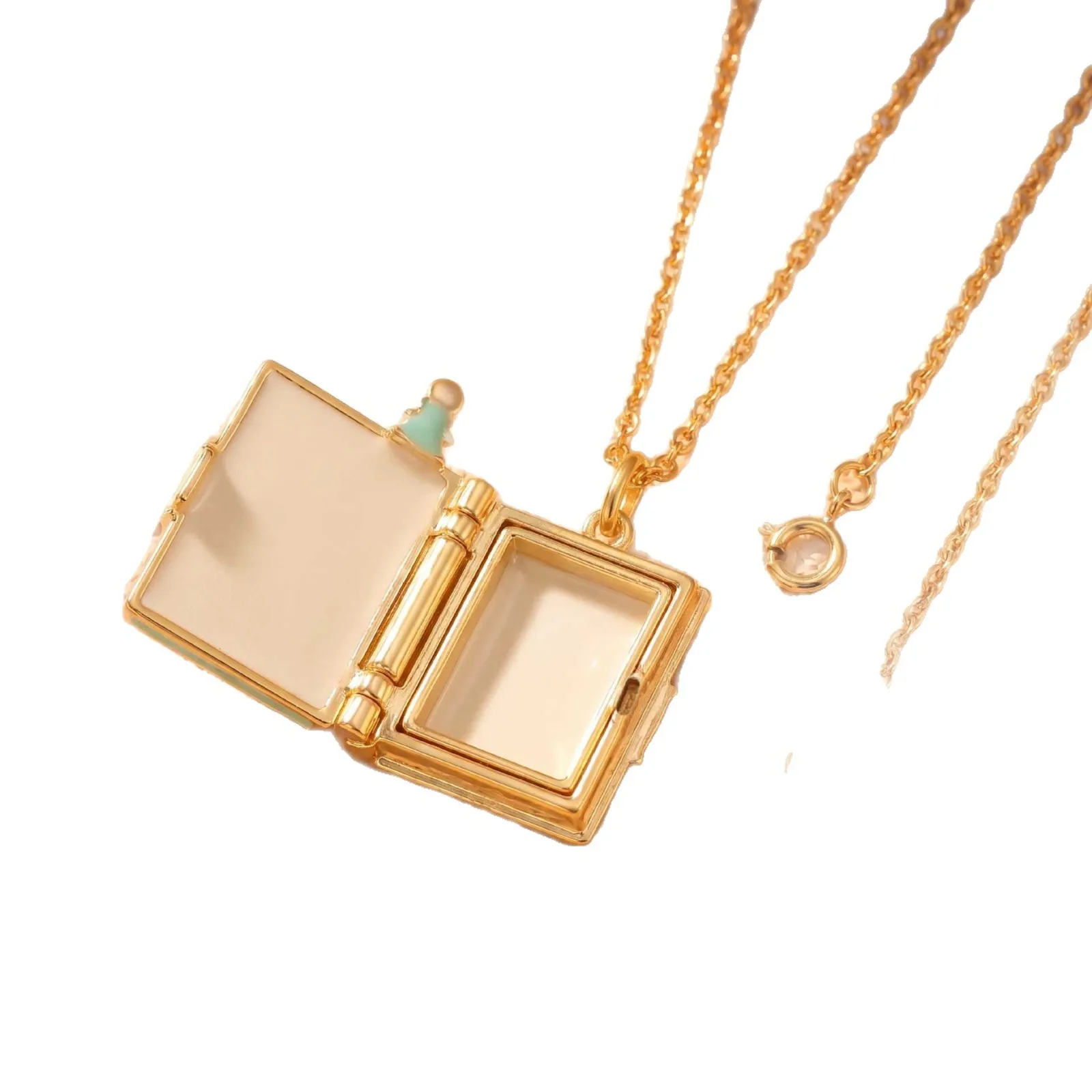New Fashion Book Opening Pendant Necklace Fashion Princess Fairy Tale Pendant Necklace Enamel Elf Necklace Jewelry Accessory view 5
