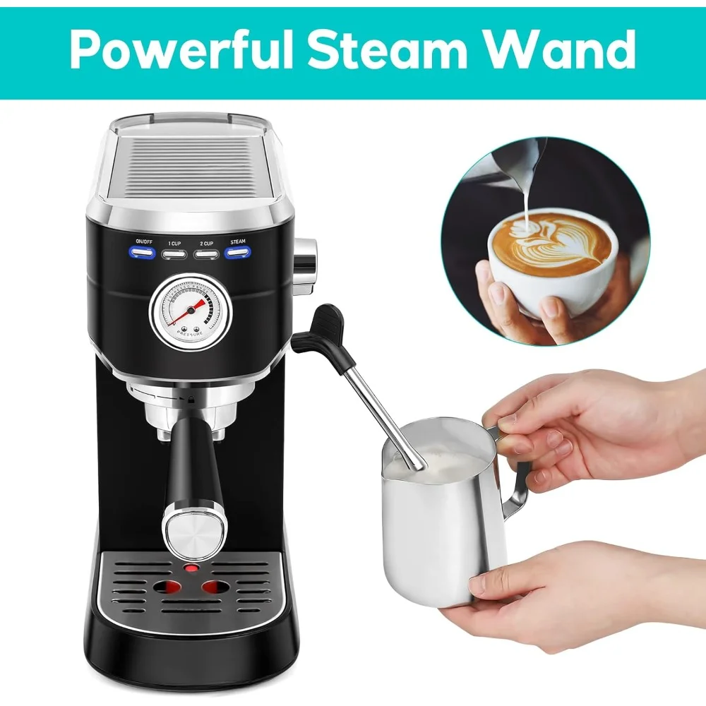 

HAOYUNMA Espresso Machine 20 Bar, Stainless Steel Espresso Maker with Milk Frother Steam Wand,