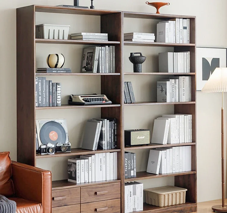 Solid wood bookshelf bookcase floor-to-ceiling all solid wood logs multi-layer simplicity