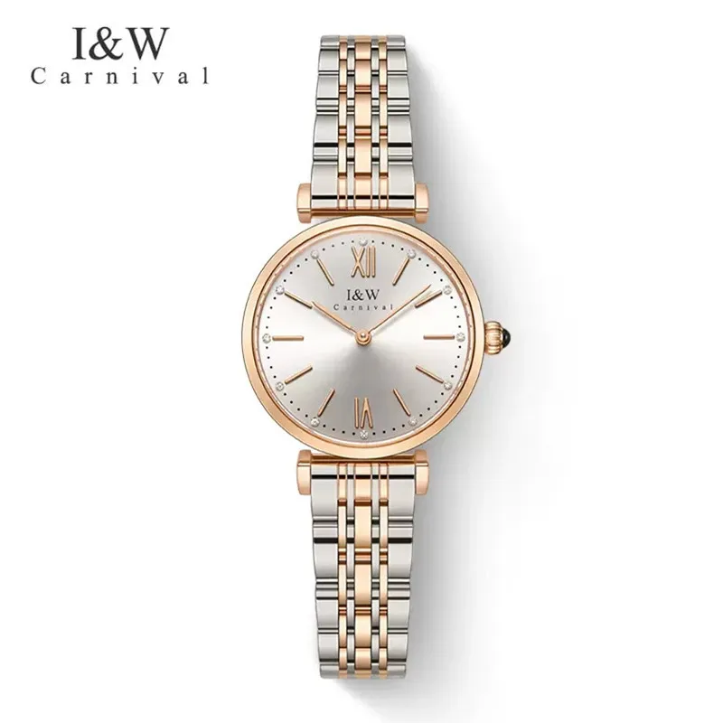 

CARNIVAL Women's Fashion Quartz Watches Ladies Brand Luxury Sapphire Wristwatch Waterproof Stainless Steel for Women Reloj Mujer