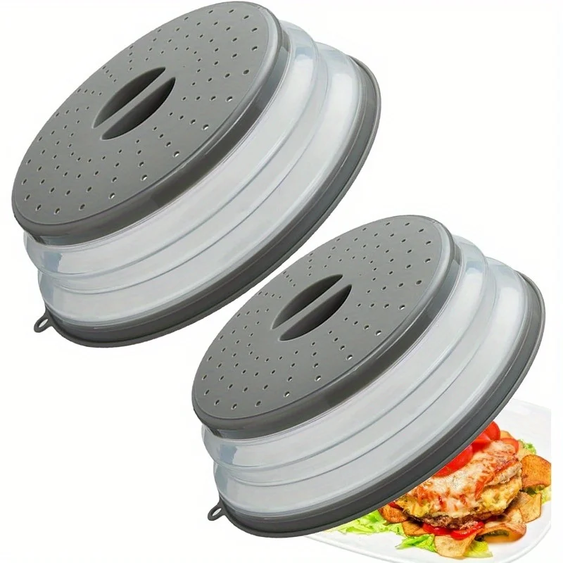 

2 упаковки, крышка от брызг для микроволновой печи, вентилируемая крышка для еды, защиты и дуршлаг, кухонный гаджет для фруктов, овощей, крышка тарелки для микроволновой печи