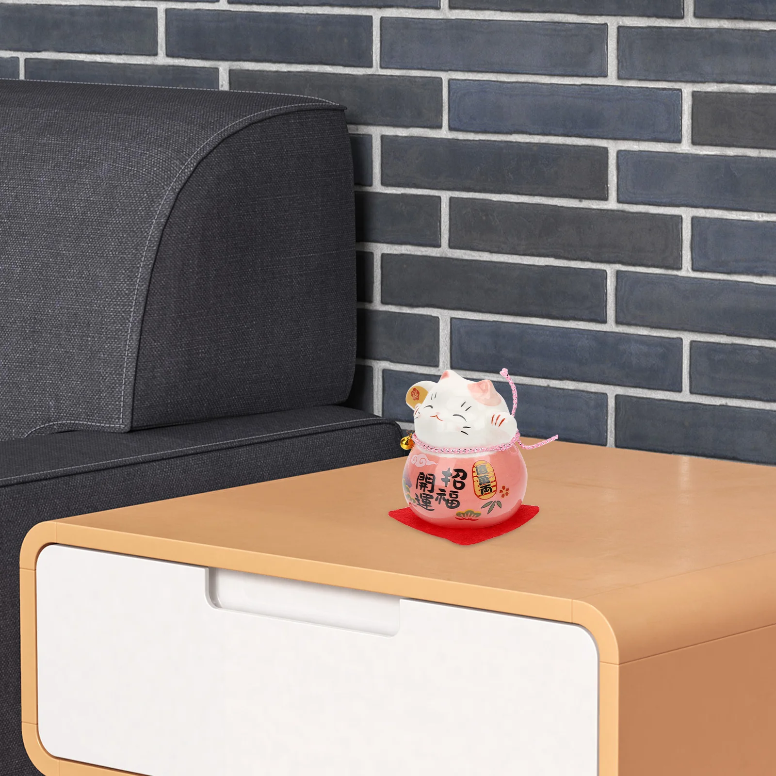 

Ceramic Japanese Lucky Cat Ornament Home Office Desktop Decor Miniature Japandi Style Charming Tabletop Decoration