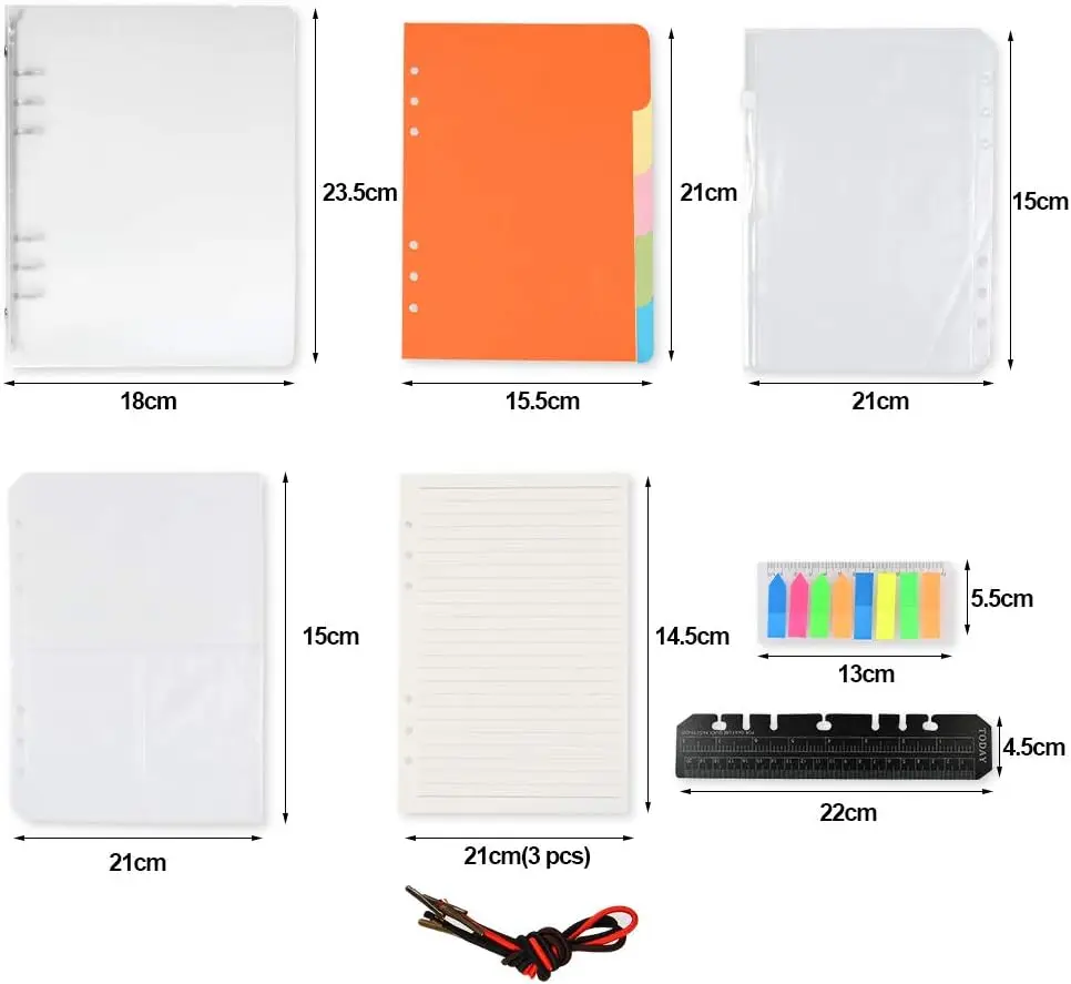 A5 Desk Planner Organizer with 6 Rings, 160 Sheets Replaced, Banknote Tabs, Dividers, Lid, Pocket for Closure, Ruler