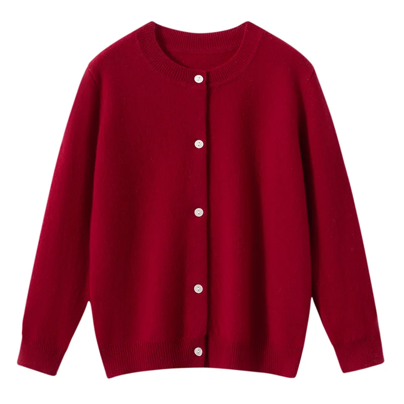 Classic Children's Wool Sweater Boy Girl O-neck Cardigan Autumn Winter 100% Merino Wool Knitwear Basic Fit Kids Long Sleeve Tops view 3