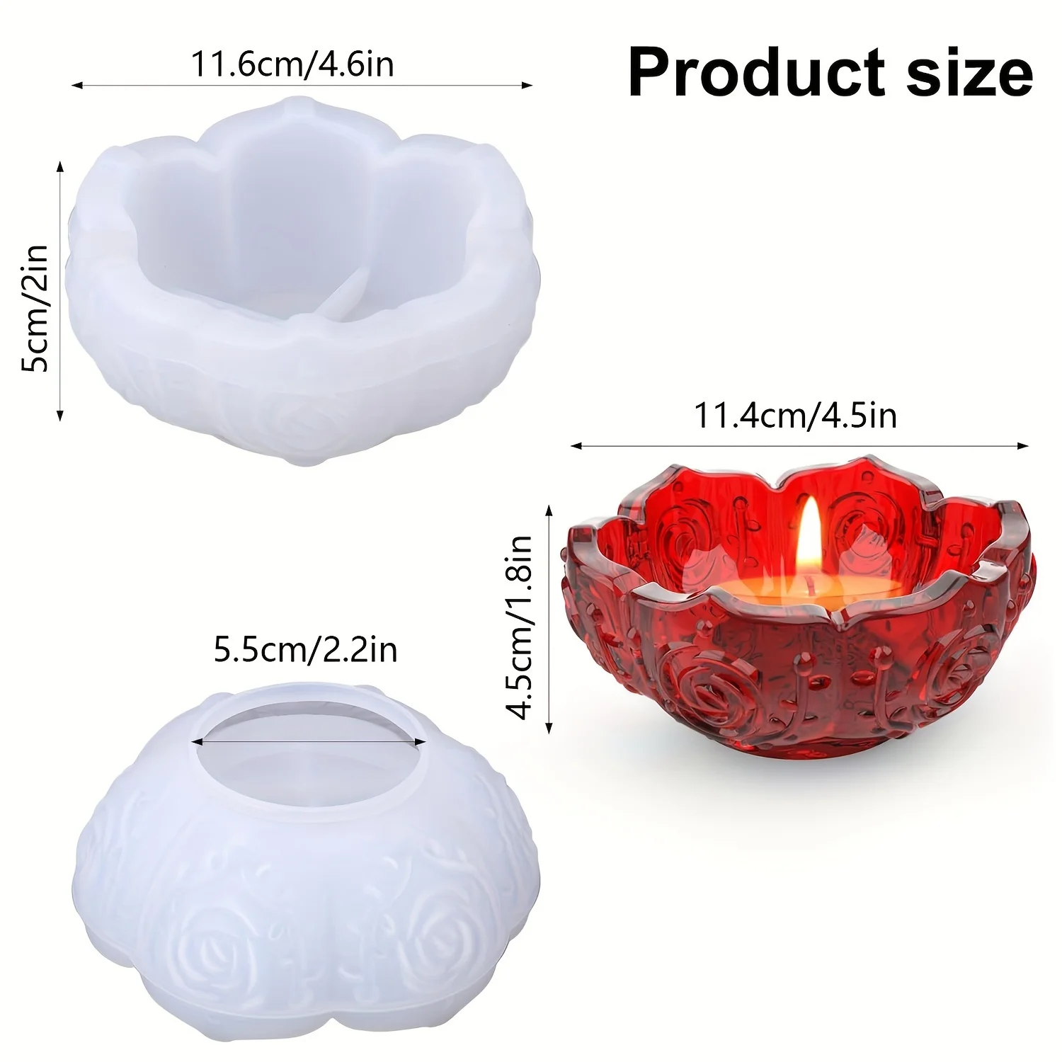 قطعة واحدة - قالب شمعدان من راتينج مصباح شاي اللوتس من السيليكون، مناسب لرفوف المجوهرات التي تصنعها بنفسك، وحاويات الإكسسوارات، وديكور المنزل #3