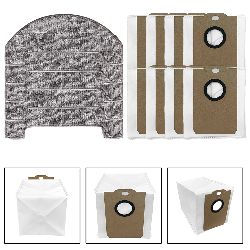 

1set Mop Cloth Dust Bags Kit For MONSGA MS1 MAX Robot Vacuum 5 Mop Pads 8 Dust Bags Home Appliance Parts Household Supplies