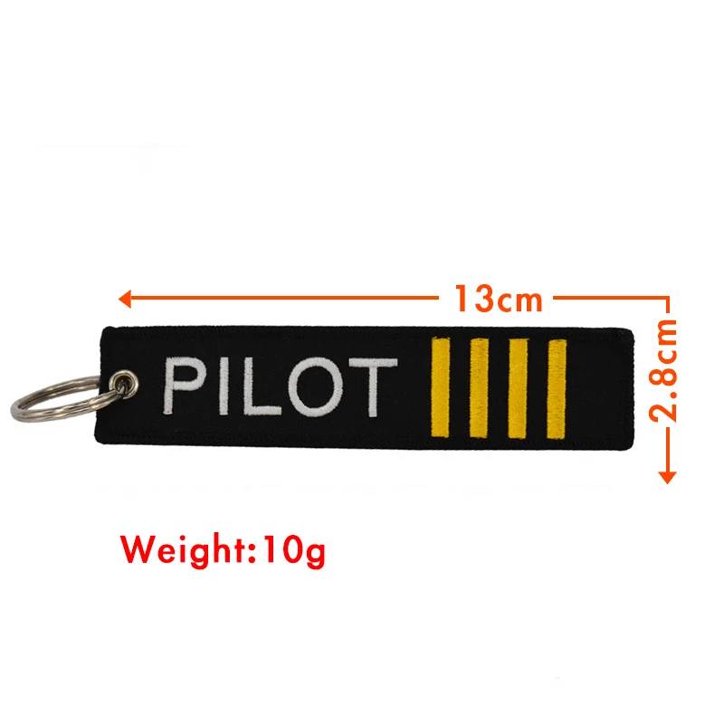 Aviation Gift Double-sided Embroidery Pilot Epaulettes 3 Bars Pendant Key Chain Keychain Rectangle Keyring Wholesale