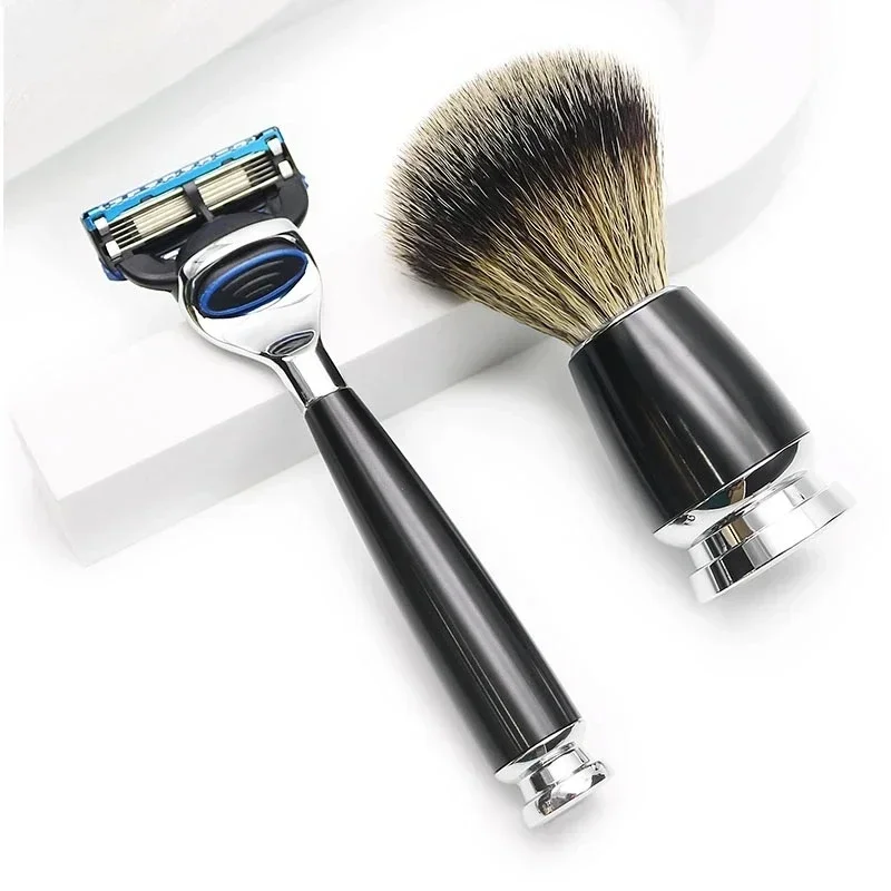 Brush Set Metal Handle Shaving Brush Safety Razor Foaming Bowl Beard Care Set
