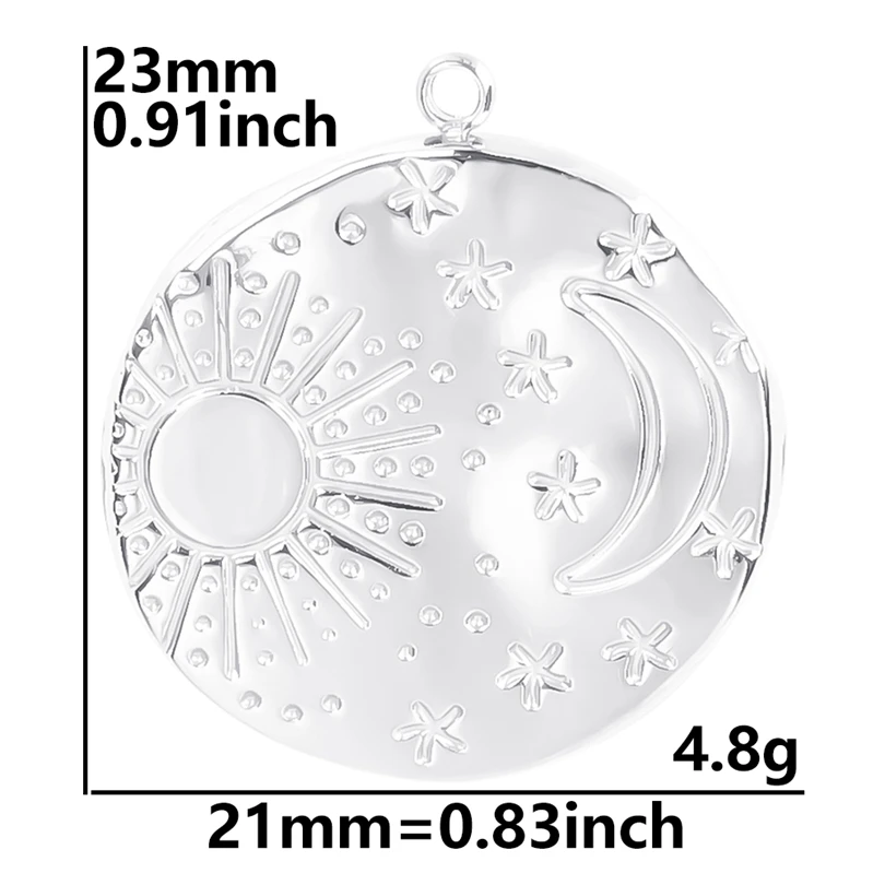 6pcs Silver Sun Charm Stainless Steel Jewelry Making