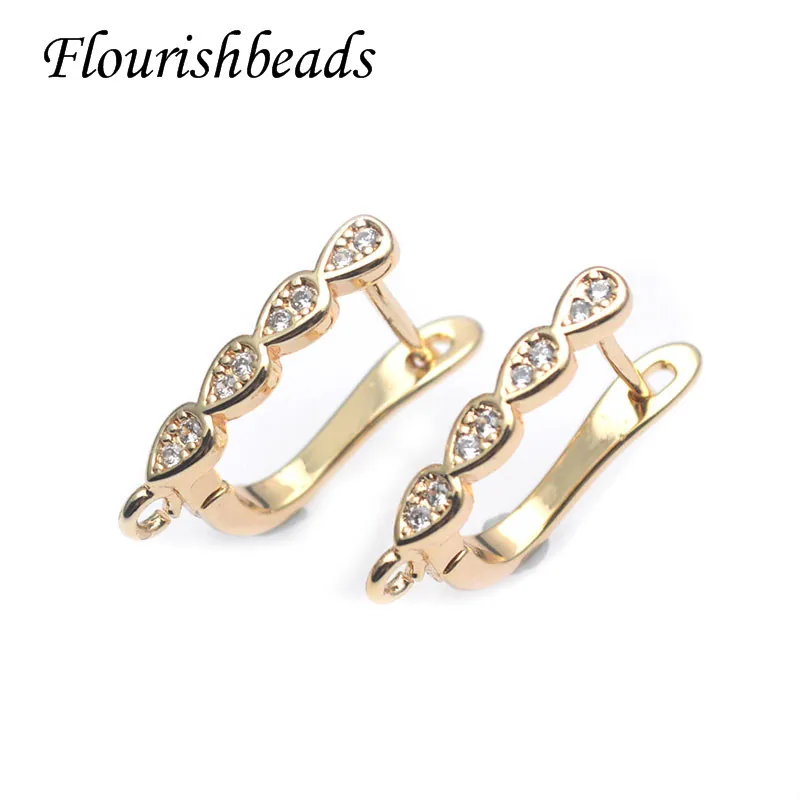 

12x18mm High Quality Anti Fading CZ Beads Paved Earring Hooks for DIY Jewey Making Supplier 30pcs/lot