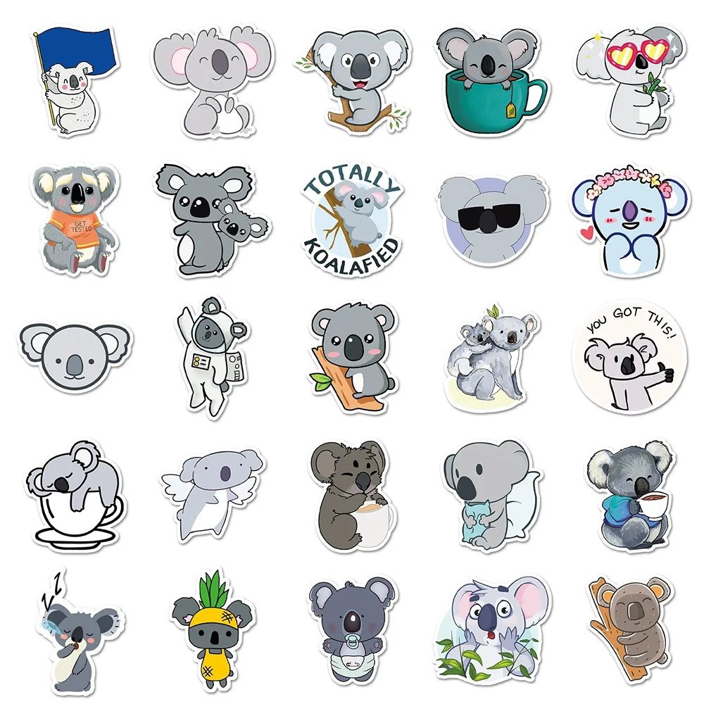 10/30/50 Stück Kawaii Tier Koala Cartoon Aufkleber Niedliche Graffiti Aufkleber DIY Motorrad Gepäck Briefpapier PVC Aufkleber Spaß als Geschenk