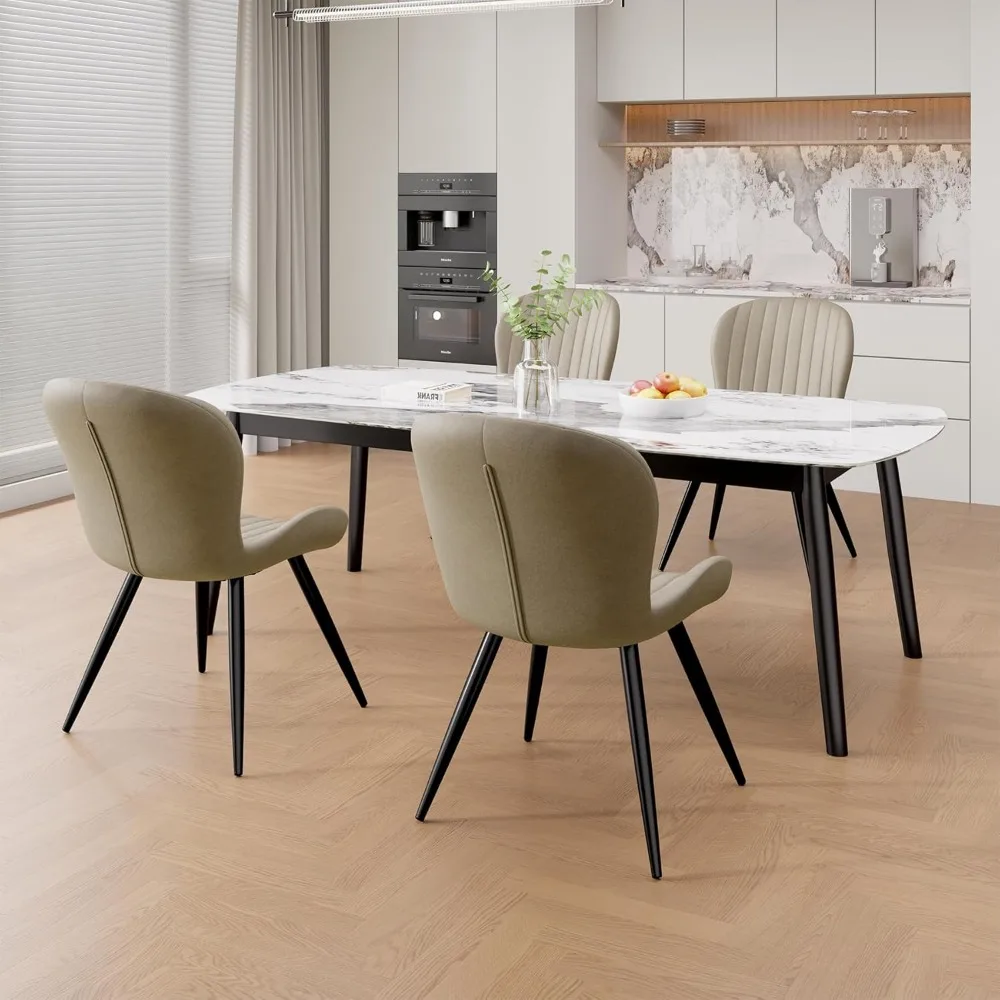 conjunto de 4 cadeiras de jantar modernas e confortáveis com estofamento grosso e pernas de metal, 19 polegadas de altura