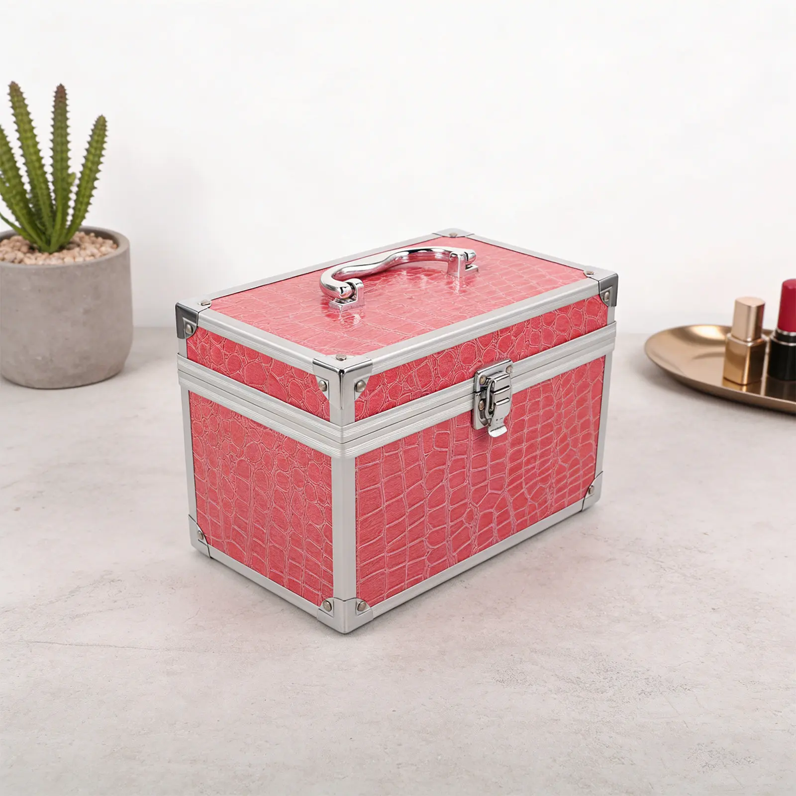 Aluminum Alloy Multifunctional Tool Box Portable Organizer 9.2x6.1x5.7in Dustproof Waterproof Tool Storage Case for Workshop