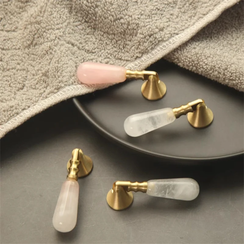 LCH Nordic Style Natural Pink Clear Purple Crystal Cabinet Knob Drawer Pull Furniture Handles  Simple life Clear Crystal