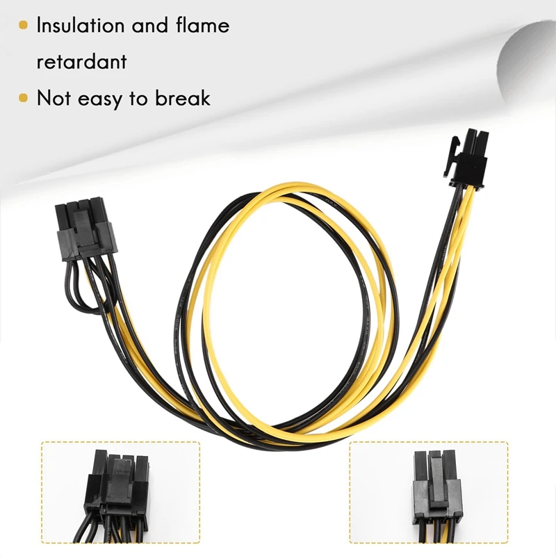 6 ชิ้น 6 ขา PCI-E ถึง 8 Pin (6 + 2) PCI-E (ชายชาย) GPU สายไฟ 50 ซม. สําหรับภาพการ์ด mining Server Breakout Board