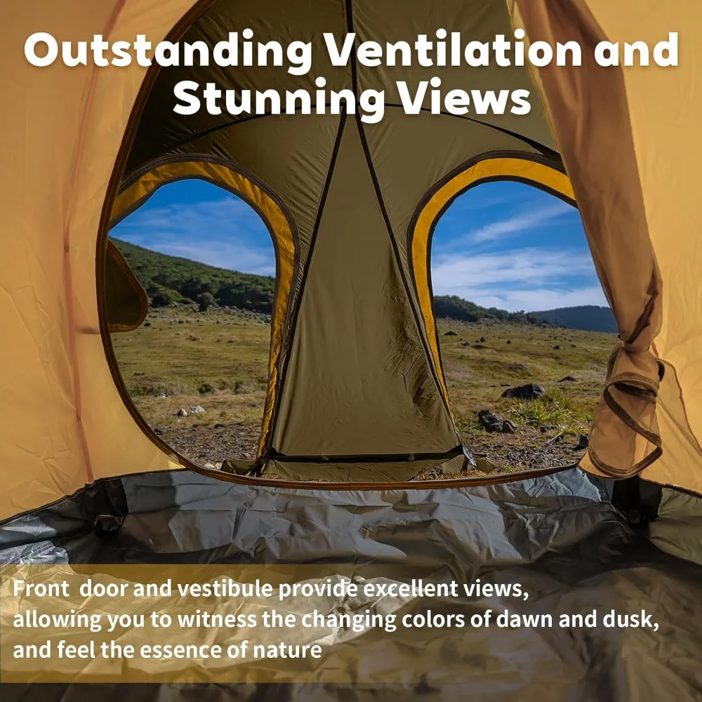 خيمة ظهر مقاومة للماء بطبقة مزدوجة لشخصين للتخييم والمشي لمسافات طويلة والسفر في جميع الأحوال الجوية من GEERTOP