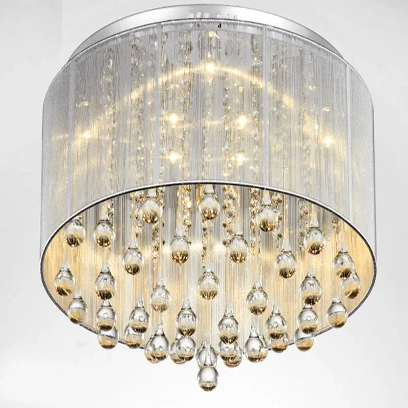 Free Shipping Best Selling Modern Simple Tabric Crystal Ceiling Chandelier Lights With Name Brand 32*45cm Diamater