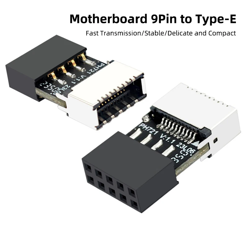 Motherboard USB2.0 9Pin Male to Type-E Female Adapter Connector Converter Durable Metal Plastic USB 2.0 to Type E Header