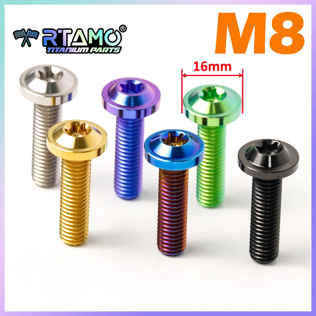 RTAMO Titanium Bolt M8X10/15/20/25/30/35/40/45/50/55/60/65/70/80/90 Torx Head for Motorcycle Riding Modification Fastener