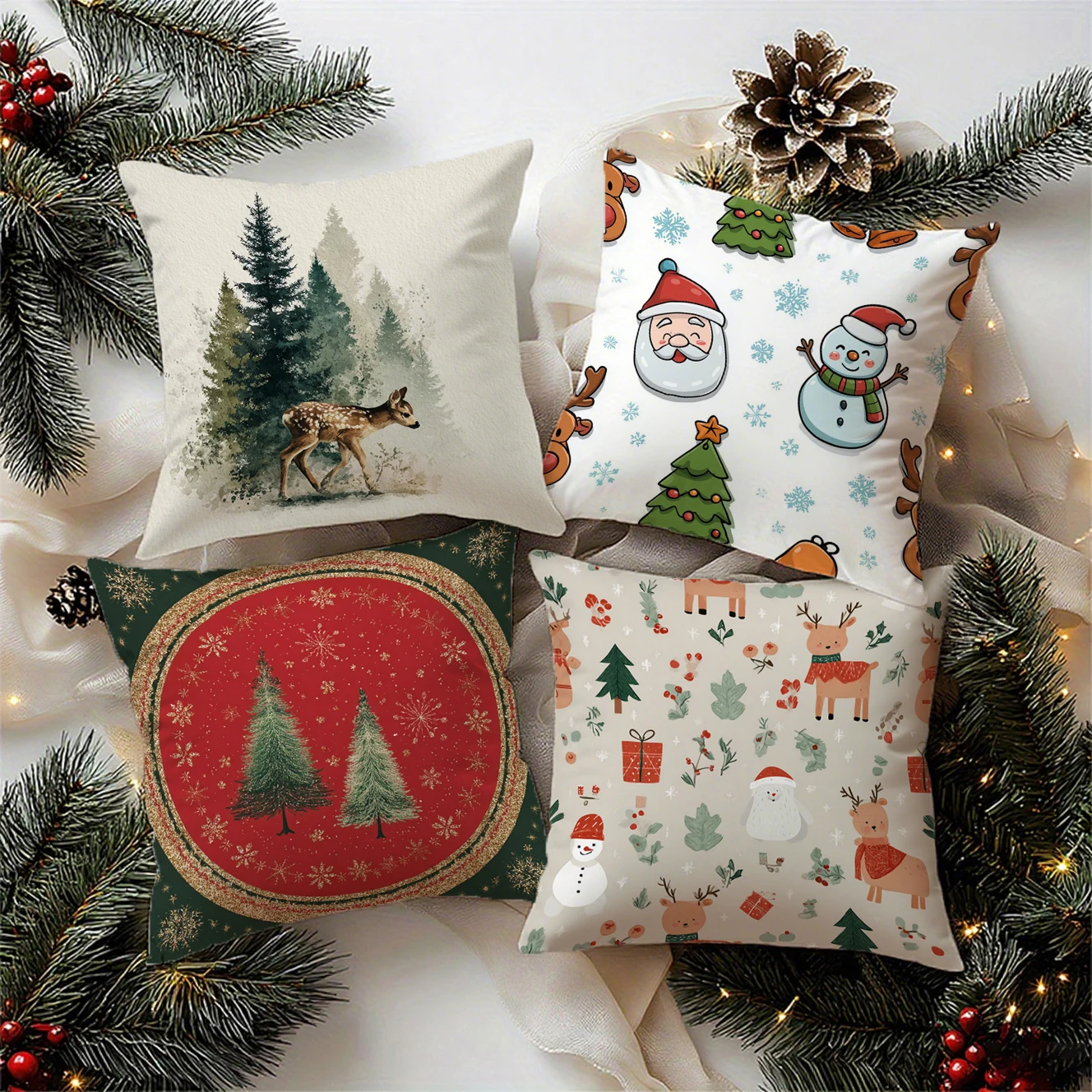 Christmas Cute Throw Pillow Covers attern Cushion Cover Suitable for Sofa Bedroom Car Pillow Cover