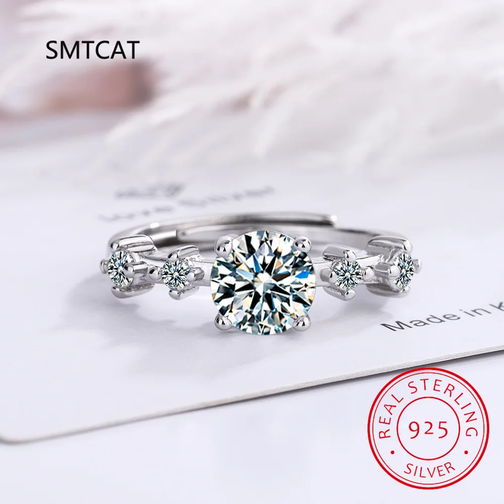 5 Stones 3.6cttw Full Moissanite Rings For Women S925 Sterling Silver Row Ring Plate 18K Sparkling Diamond Wedding Bands Jewelry