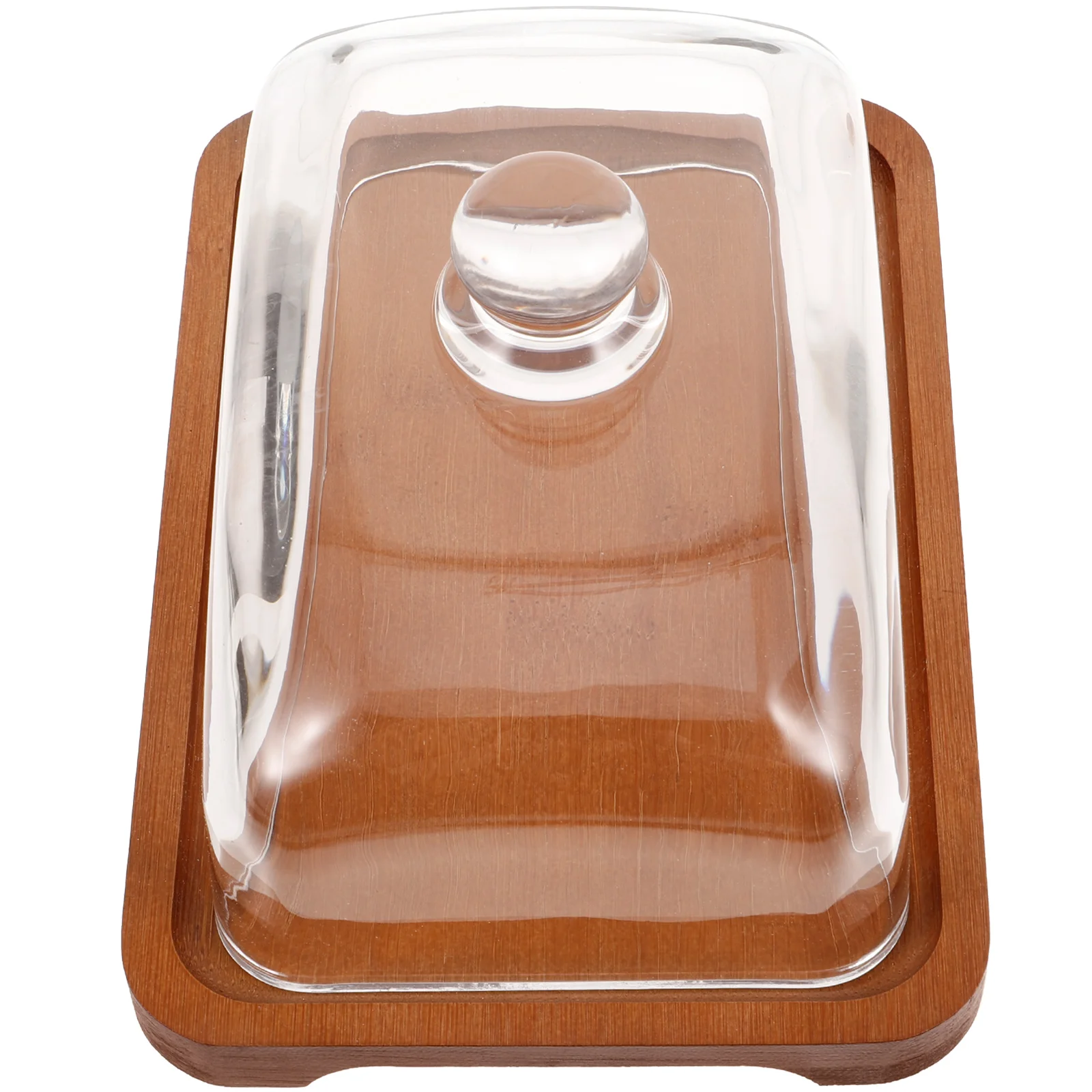 

Wooden Butter Dish Covered Lid Tray Dessert with Serving Dishes Lids Plate Countertop Kitchen Rectangle