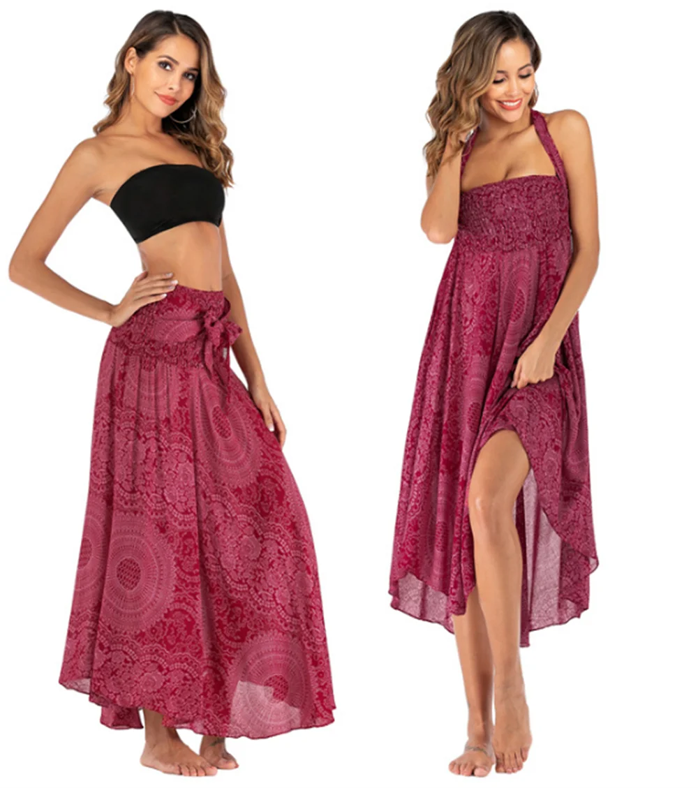 Maxi Boho Lange Röcke für Damen Bohemian Rock mit Blumenmuster Gypsy Boho Hippie Yoga Urlaub Strand – Detail 32