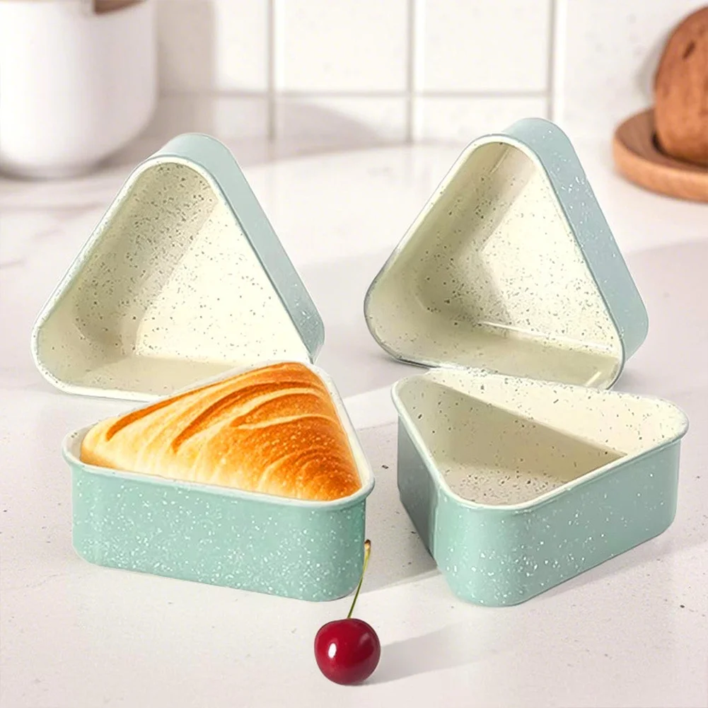 2pcs Non-Stick Triangular Cake Pan Carbon Steel Toast Mold= For Uniform Heating Quick Cleaning Bread For Mold= 10*10*8CM