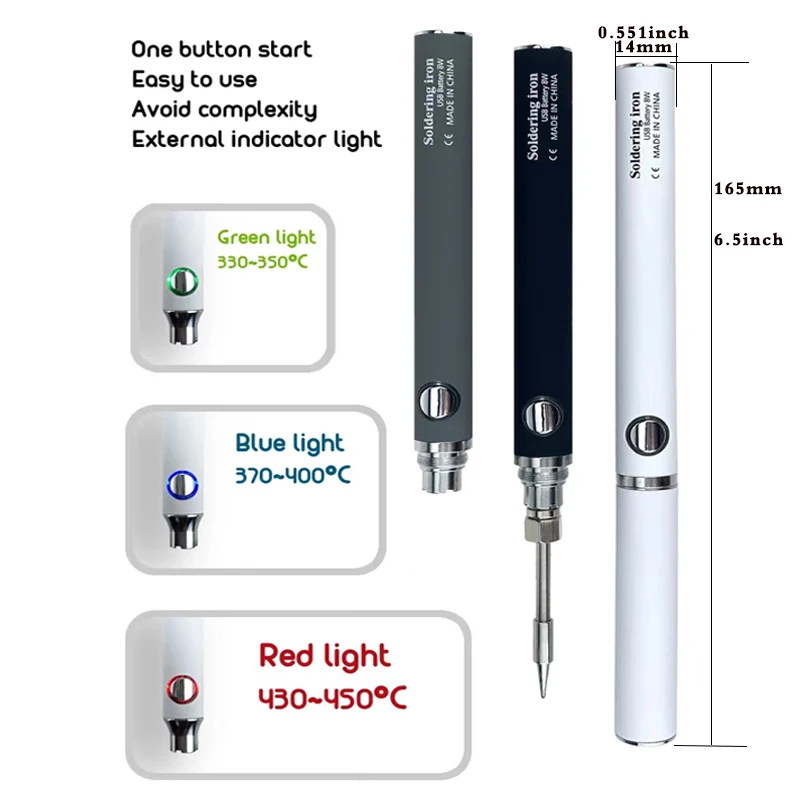 8W Usb Draadloze Elektrische Soldeerbout Kit Micro-Ijzer Type-C Oplaadinterface Volledig Opladen Kan Duren Voor 40 Minuten